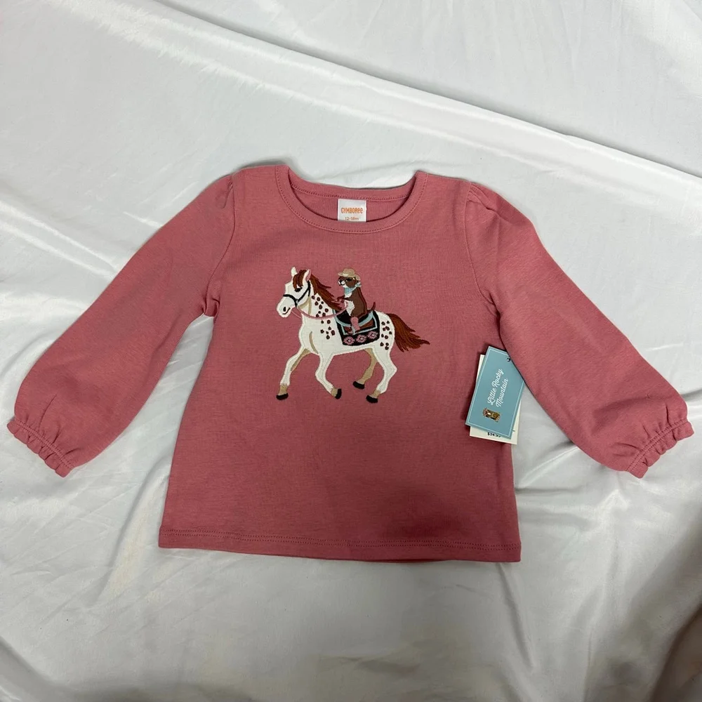 NWT Gymboree Girls Embroidered Horse Top Little Rocky Mountain Size 12-18 months